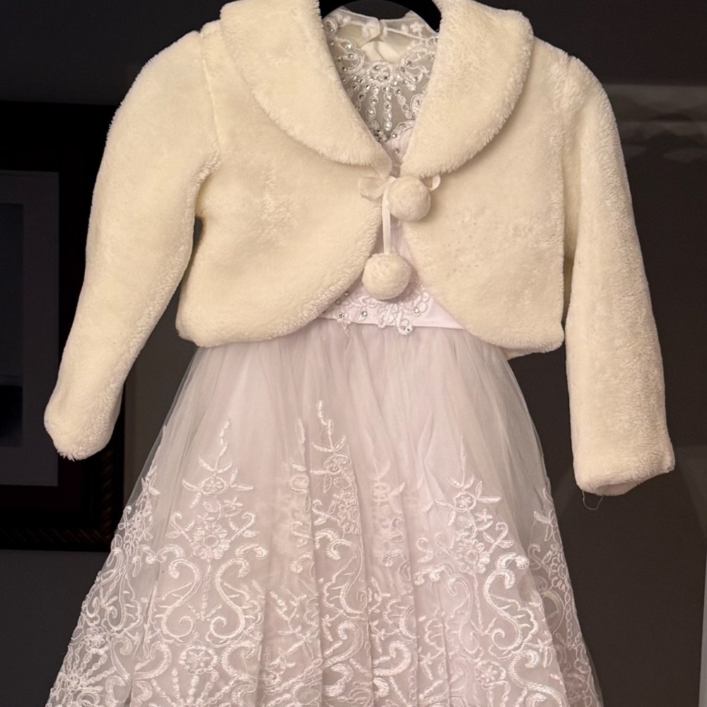 Elegant Cream Kids Formal Dress with Jacket